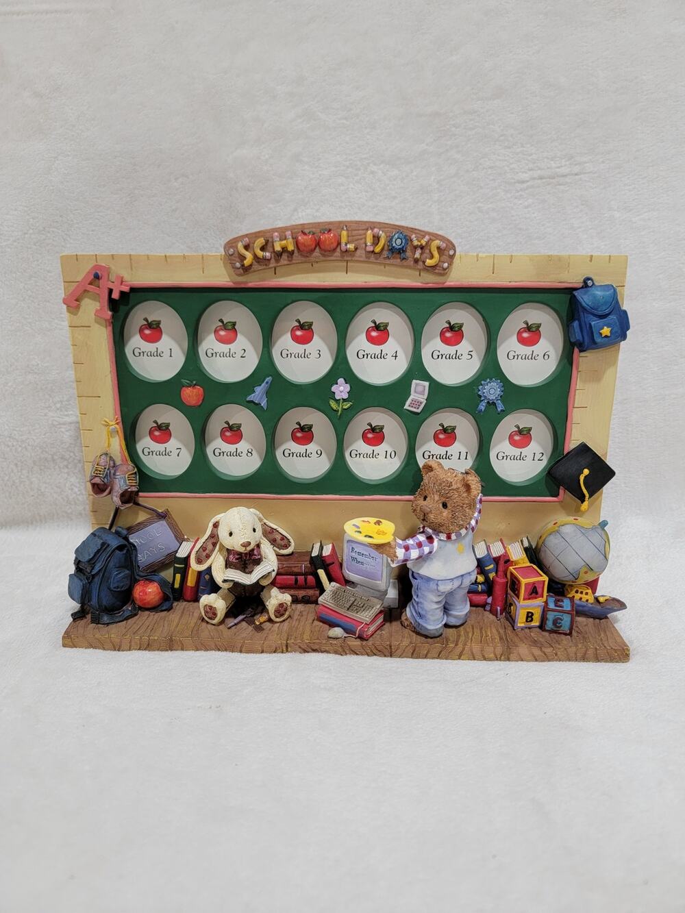 Vintage 1990s School Days Grades 1 - 12 Photo 3D Desktop Frame Cast Resin New!